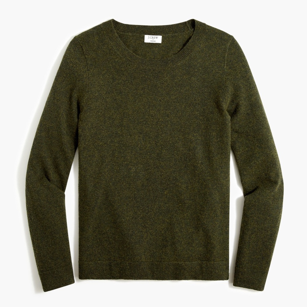 J.Crew Teddie Cotton-Wool Blend Crewneck Sweater Green Women’s XS